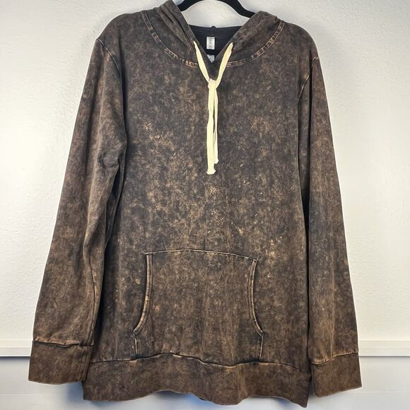 Zenana Signature Hoodie Womens Size XL Brown Mineral Washed Jacket Athleisure - Picture 5 of 10